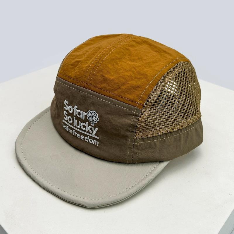Summer light and quick-drying color matching cap men's and women's outdoor breathable mesh five-piece hat sunshade short-brimmed baseball cap tide