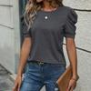 Summer Women's Casual Solid Color Puff Sleeve Tops for Women