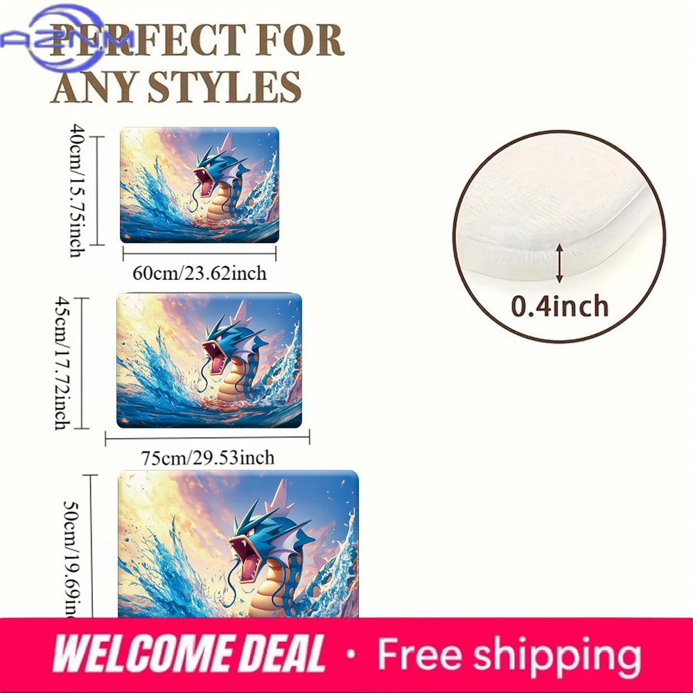 Pokemon Gyarados Ocean Splash Print Non-slip Doormat Soft Floor Mat for Home Decor