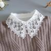 Elegant Bead Lapel Fake Collar Shirt Women White Lace False Collars Woman Chiffon Detachable Collar Col Decoration Half Shirt