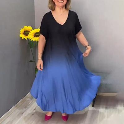 Градиентное макси-платье для женщин, летнее, свободного размера, длинное платье