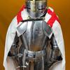 Full-Size 6-Foot Templar Knight Armor Suit Polished Medieval Roman Steel Armor with Display Stand  Ideal for Home Décor