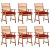 VidaXL Set of 6 Outdoor Dining Chairs with Cushions, Patio Seats, Dining Chairs, Garden Patio Furniture, 3078368