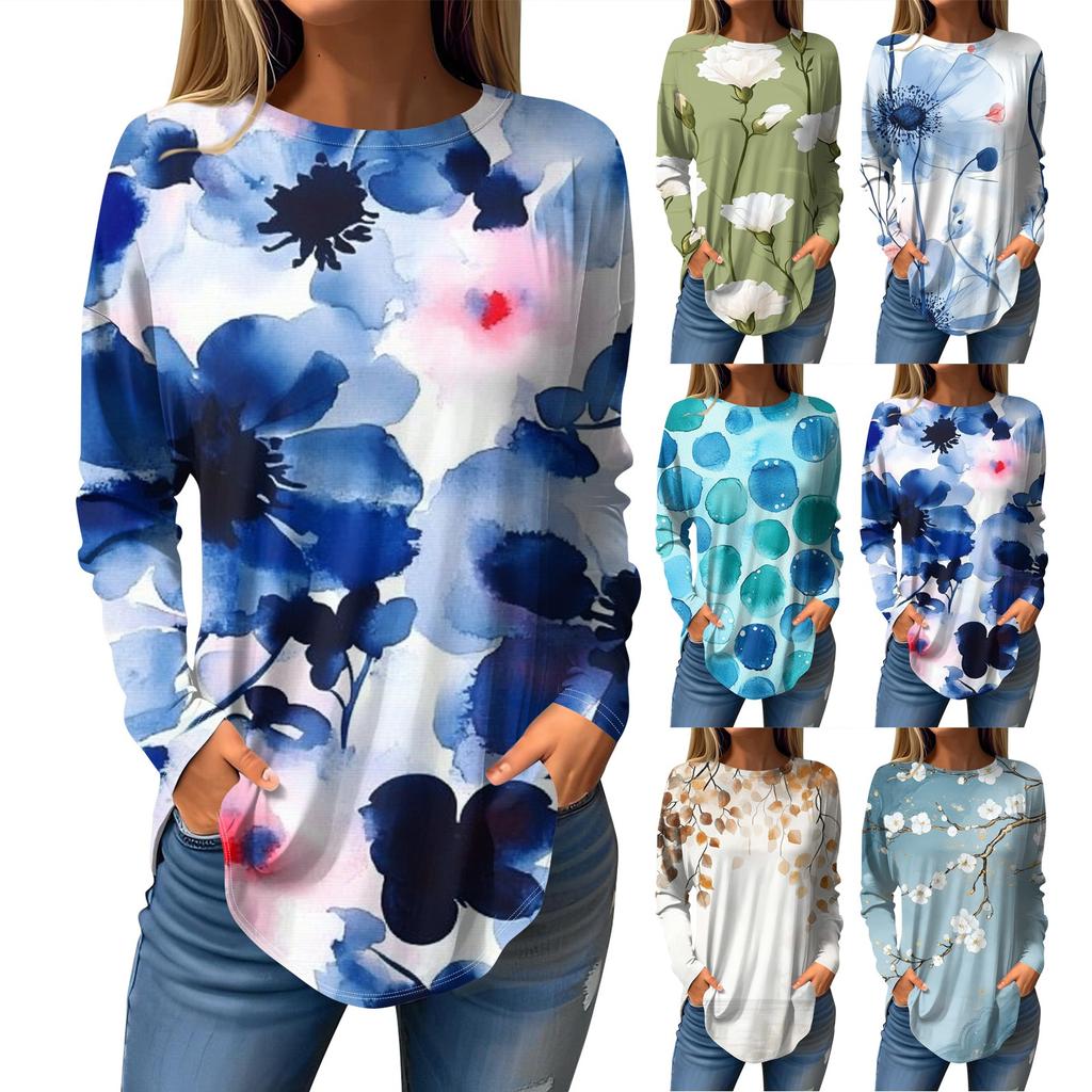 Женская мода с длинным рукавом и круглым вырезом, винтажный асимметричный пуловер