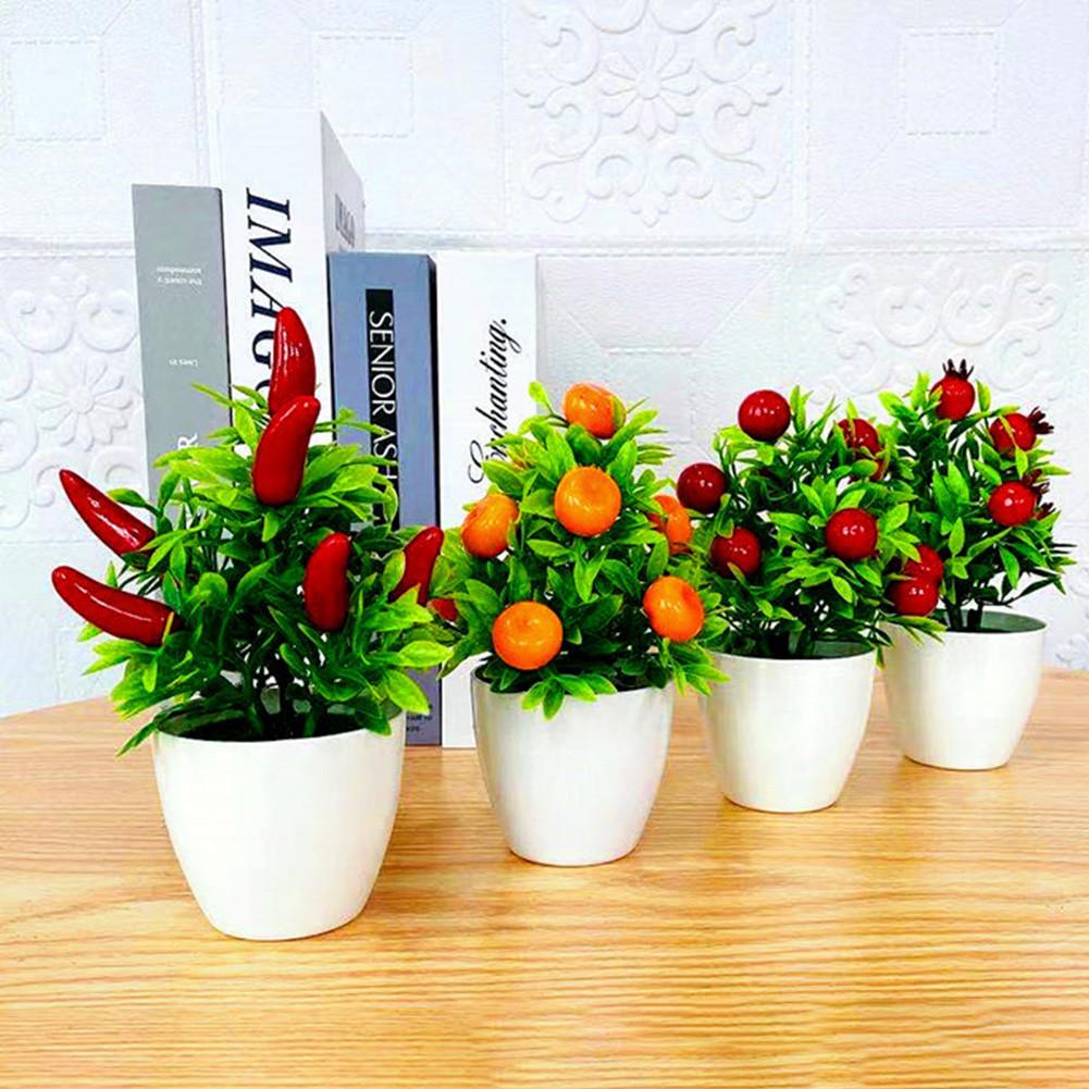 Fake Flower Pot Ornaments Pepper Plant Pomegranate
