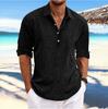 Men's Linen Shirts Long Sleeve Button Up Shirt Casual Summer Loose Fit Home Style Shirts