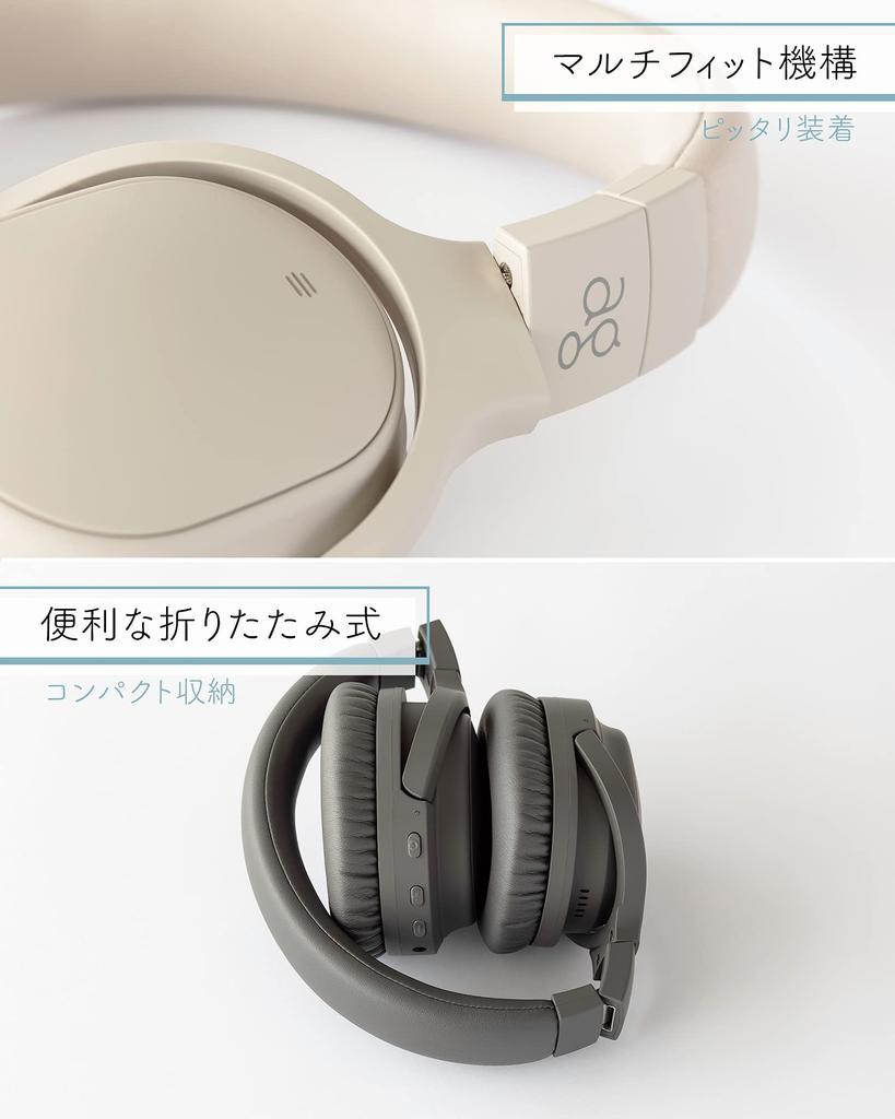 Ag WHP01K Wireless Headphones Bluetooth Noise Canceling Noise Cancellation ANC with Microphone [AG-WHP01K] (Cream)