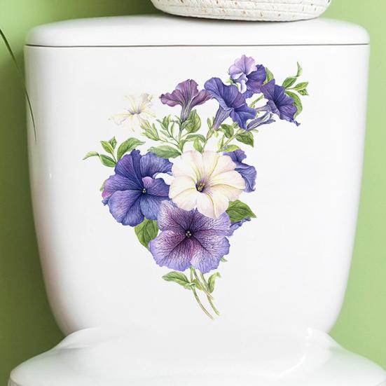 Цветочная наклейка на унитаз, съемная самоклеящаяся водостойкая ПВХ гостиная, ванная комната, настенное искусство, цветочная наклейка на крышку унитаза, украшение