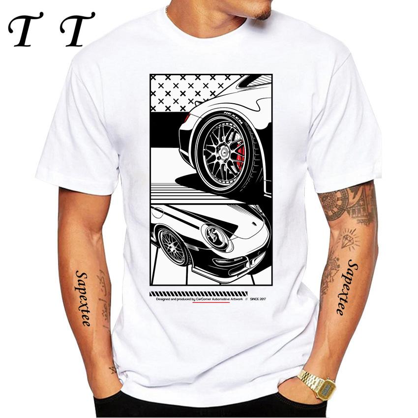 New Summer Men Short Sleeve RWB 997 Manga Style It All Starts With A Dream Car Classic T-Shirt Hip Hop Boy White Casual Tees
