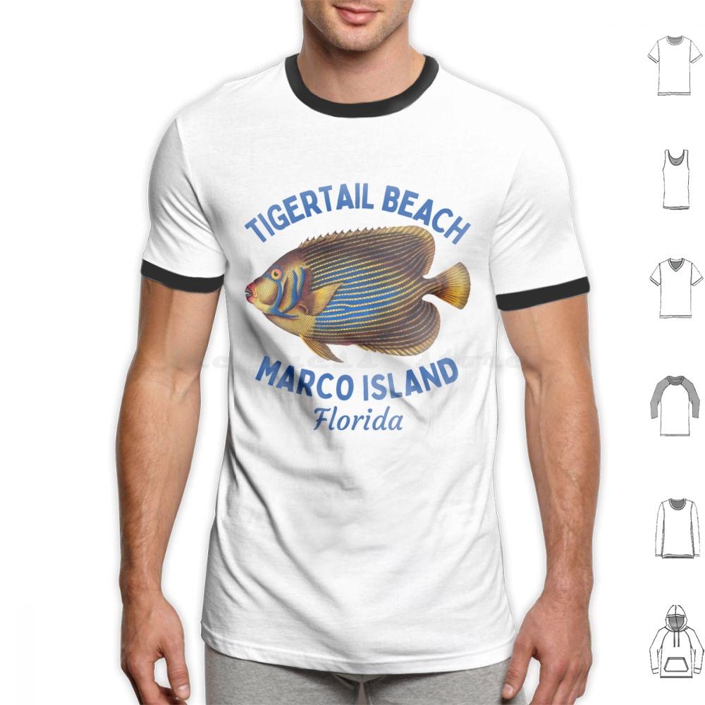 Tigertail Beach  Marco Island  FloridaBlue TextVacation  Leisure T Shirt 6xl Cotton Cool Tee Tigertail Beach Tigertail