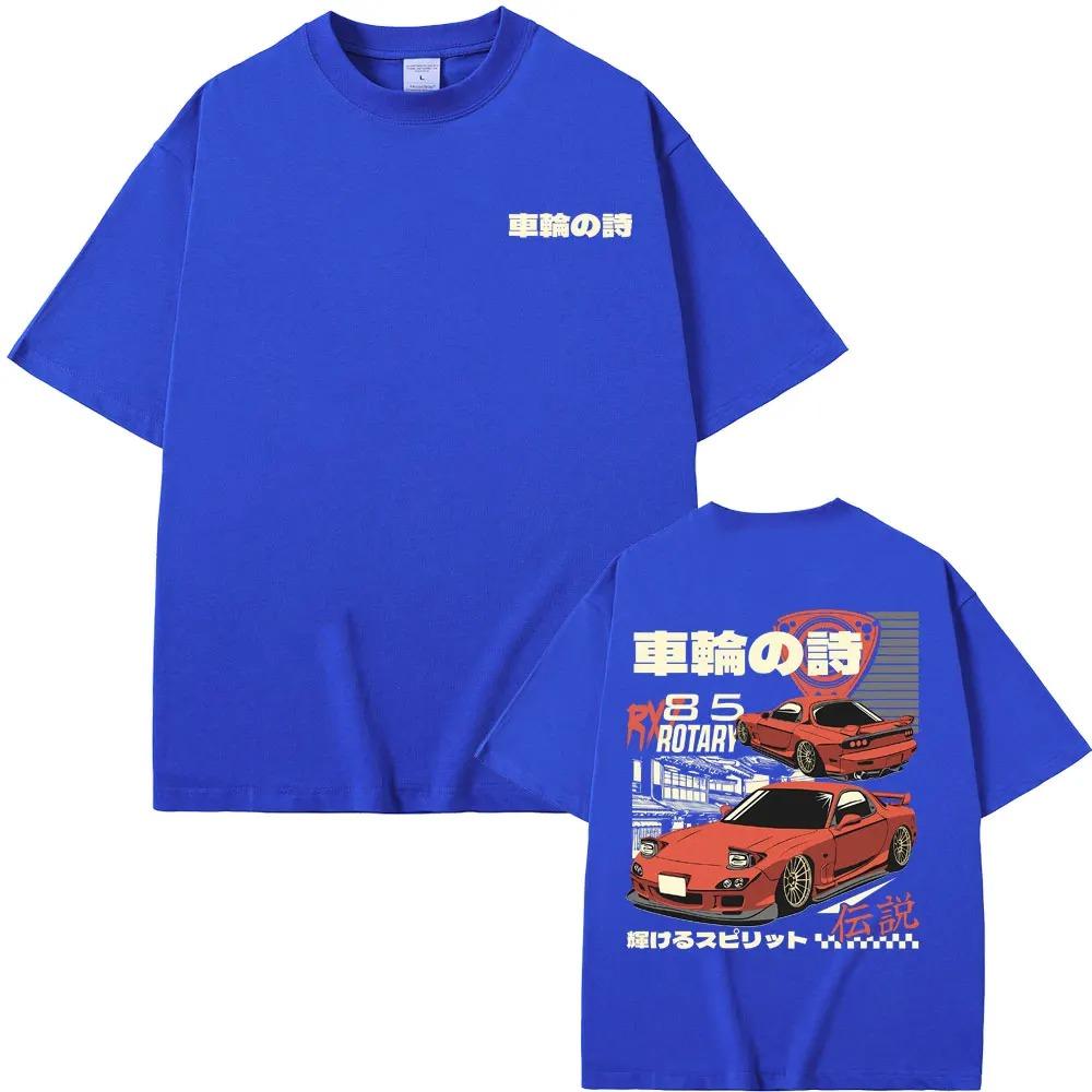 2024 Аниме Initial D Дрифт AE86 Двусторонняя Печать Футболка RX-7 R34 Skyline GTR JDM Мужская Винтажная Харадзюку Большие Футболки