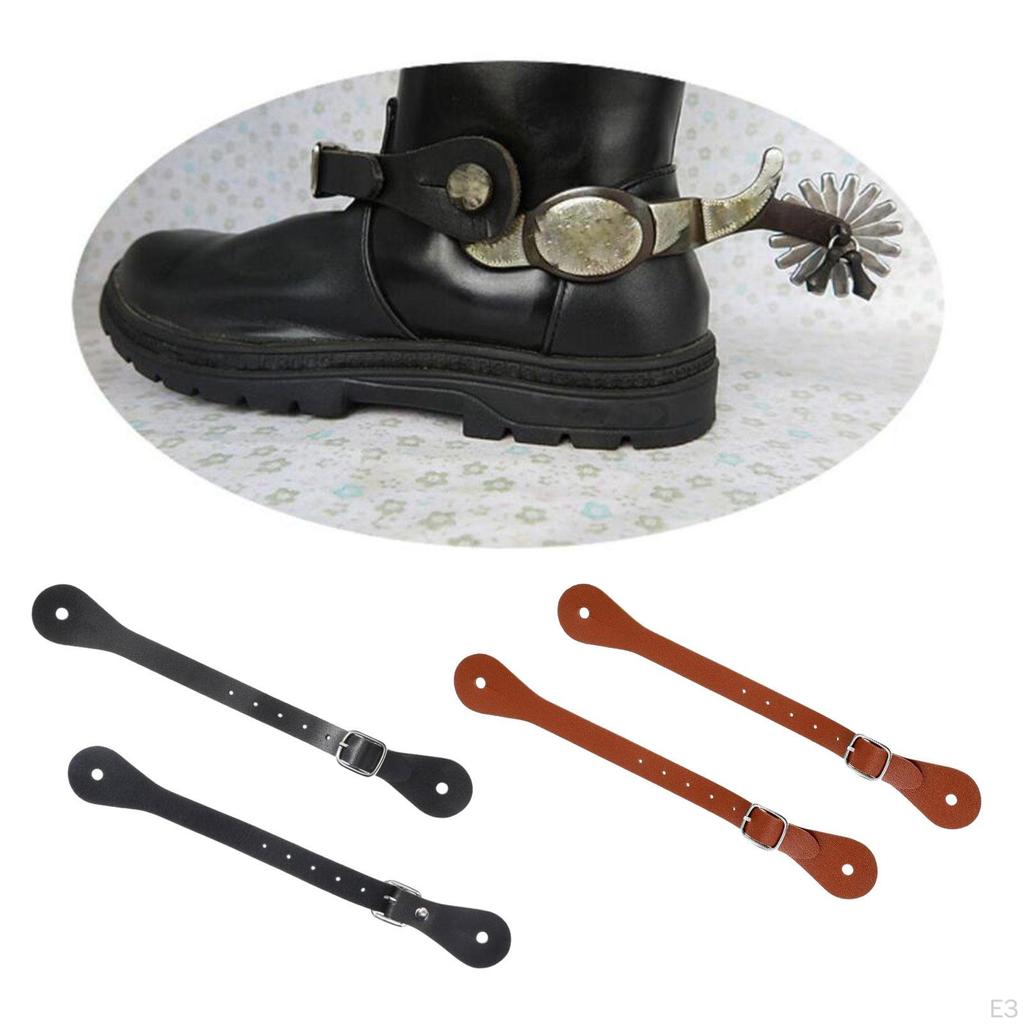 2 шт. PU кожаный ремень шпоры однослойный вестерн мужчины женщины регулируемый ботинок для