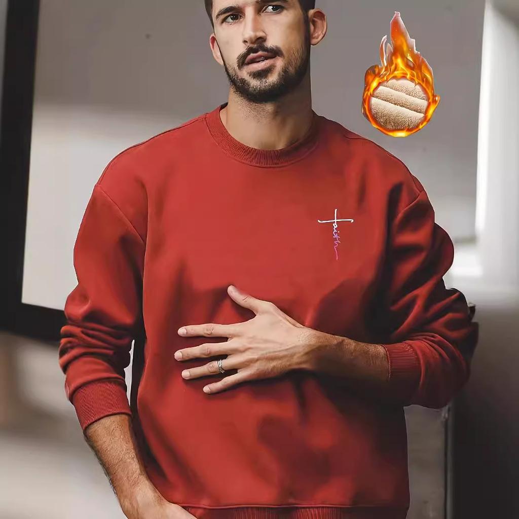 Long Sleeve T-Shirt Men's Spring and Autumn Crew Neck Lamb Fleece Autumn Casual Loose Premium Crew Neck Sweater