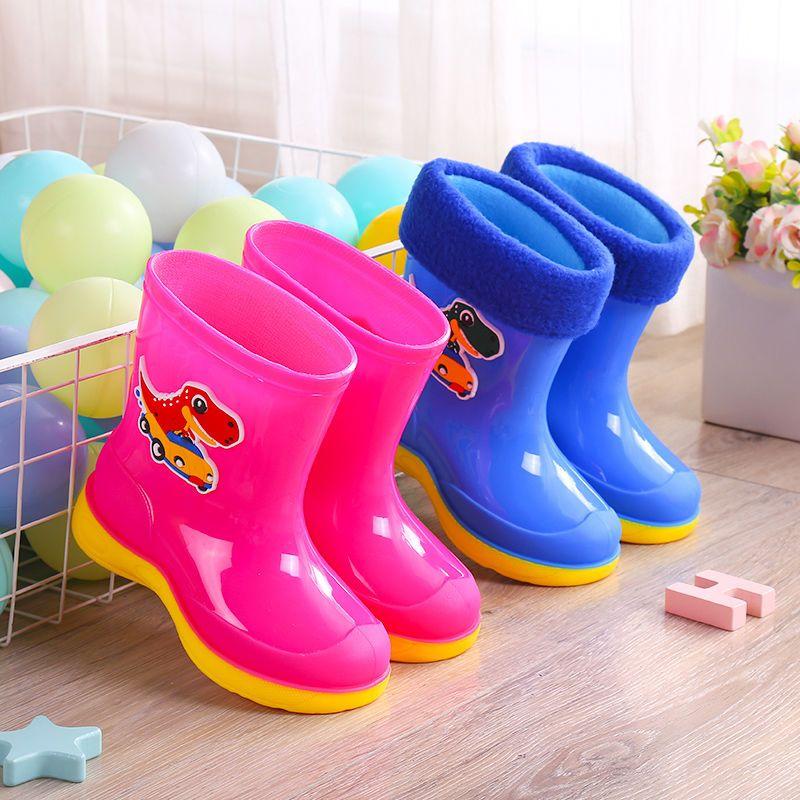 Waterproof Cartoon Rain Boots for Boys Girls Aged 8 To 11 Non-Slip Warm Rubber Shoes for Kids Comfortable Rain Footwear