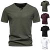 Men's Solid Color Button Short Sleeve T-Shirt Men's Summer Fashion Trend Breathable Short Sleeve T-Shirt