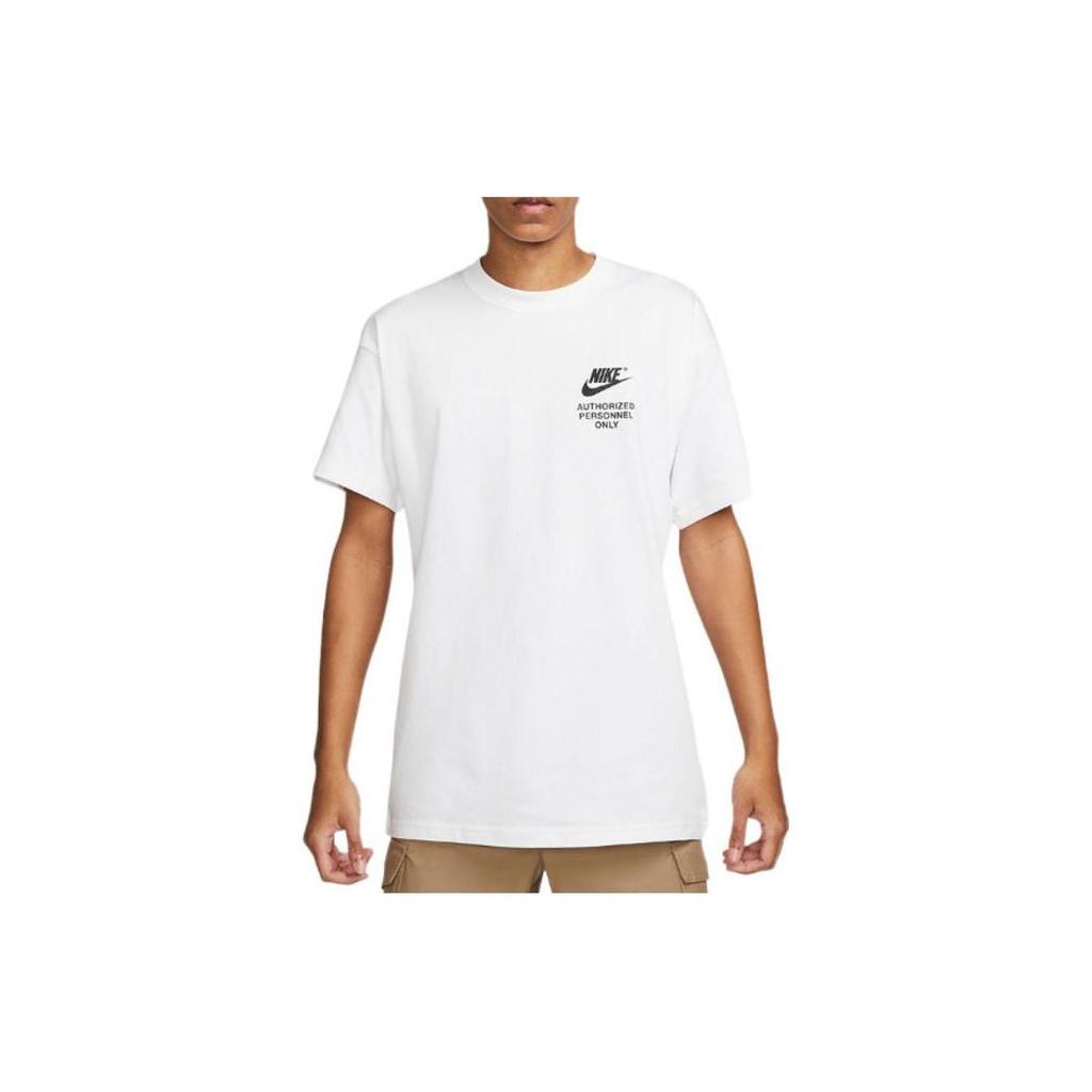 Nike Back Brand Logo Print Crew Neck T-Shirt Men Tops White DM6427-100