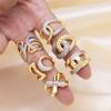 Stripe X-Shaped Open Ring Women'S Copper Gold-Plated Zirconium Two-Color Ring