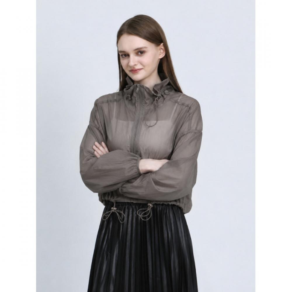 Ozoc Crop High Neck Long Sleeve Windbreaker