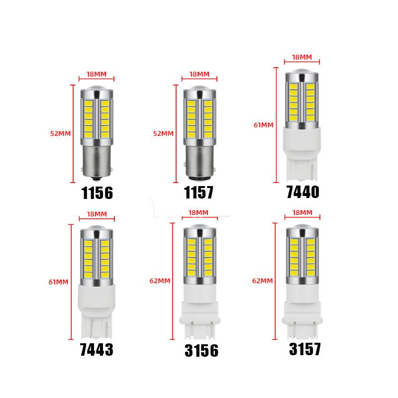 2 шт. PY21W P21/5W 1156 Ba15s 1157 Bay15d Для Автомобиля Светодиодные Лампы Указатель Поворота 12V 33SMD 7000K Белый Стоп-сигнал Заднего Хода Парковочные Лампы 7
