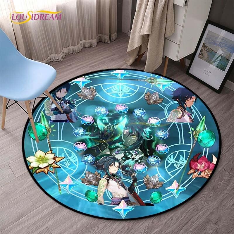 Genshin Impact круглые коврики для спальни, ковры с героями мультфильмов для гостиной, детский мягкий ковер, противоскользящий коврик для пола, домашний декор, кемпинг, пикник
