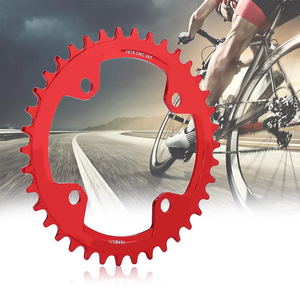 32/34/36/38T BCD 104, стальное одинарное кольцо цепи для горного велосипеда, запасные части (Красный 38Т)