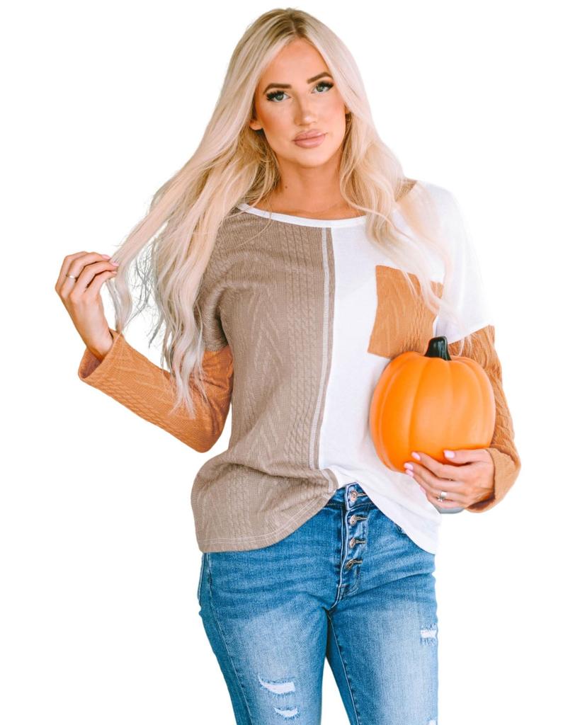 Azura Exchange Текстурированный трикотажный топ с нагрудным карманом в стиле колор-блок