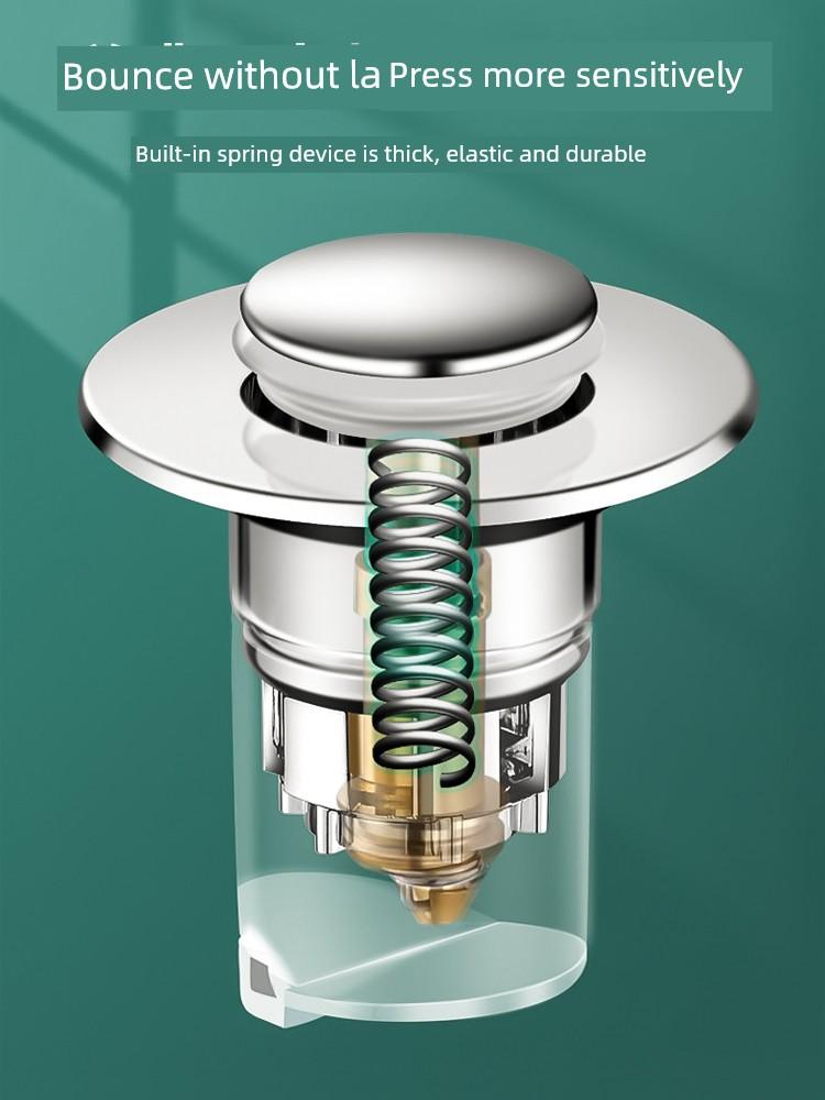 Basin Pop-Up Drain Stopper, Press-Type Drain Accessory, Anti-Odor and Anti-Clogging Sink Plug