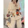 Sleepwear Set Thickened Warm Cute Sweet Cardigan Home Clothes for Women