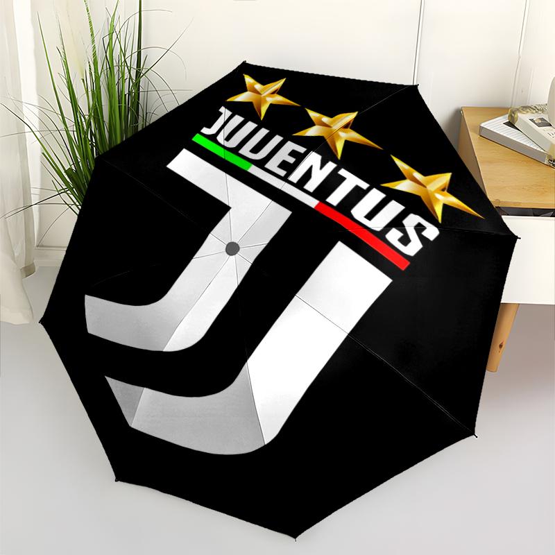 Juventus FC logo Print Automatic Umbrella, 8 Rib Iron Frame, Plastic Handle, Suitable for Outdoor Travel &Daily , Ideal Gift