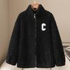 Autumn and Winter New Thickened Imitation Lamb Wool Black Sweater Women's Zipper Casual Baseball Jacket Women's Fleece