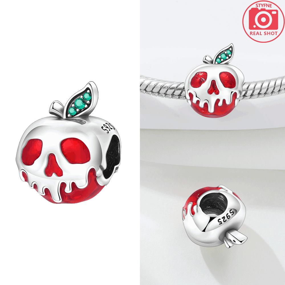 Original Charms Copper Luminous Halloween Pumpkin Car Pendant Red Epoxy Skull Apple Bead Fit Bracelet Women Jewelry Diy Gift