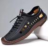 2024 Summer New Hollow Breathable Leather Shoes Men's Low-top One-pedal Casual Shoes Versatile Soft-soled Doudou Shoes