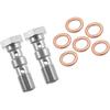 2pcs Stainless Steel AN3 3/8-24 Thread Turbo Brake Line Banjo Bolt with Copper Washers Double Banjo Bolt 31mm Length Replacement