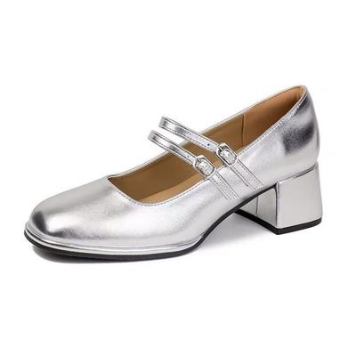 Французские ретро туфли Мэри Джейн женские 2024 весна и осень новые на толстом каблуке туфли-лодочки на высоком каблуке с юбкой маленькие кожаные туфли