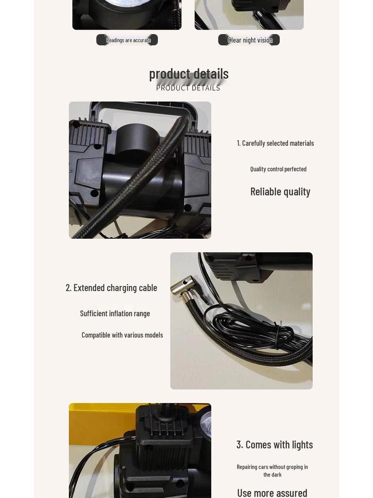 19-цилиндровый портативный автомобильный воздушный насос с фонарем - Мощный шинный насос