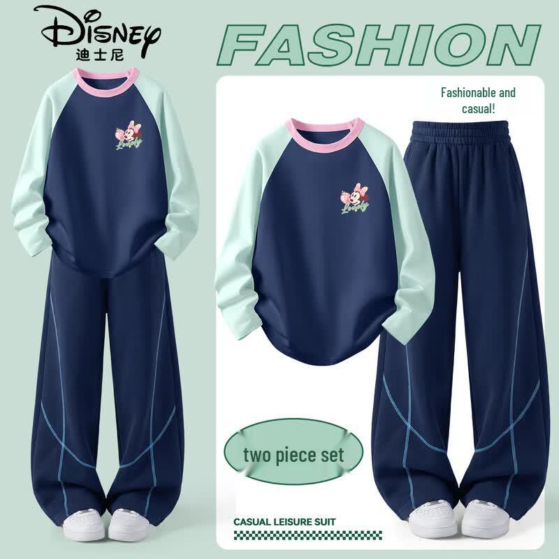 Disney Осенний комплект для девочек: топ с длинным рукавом и широкие брюки