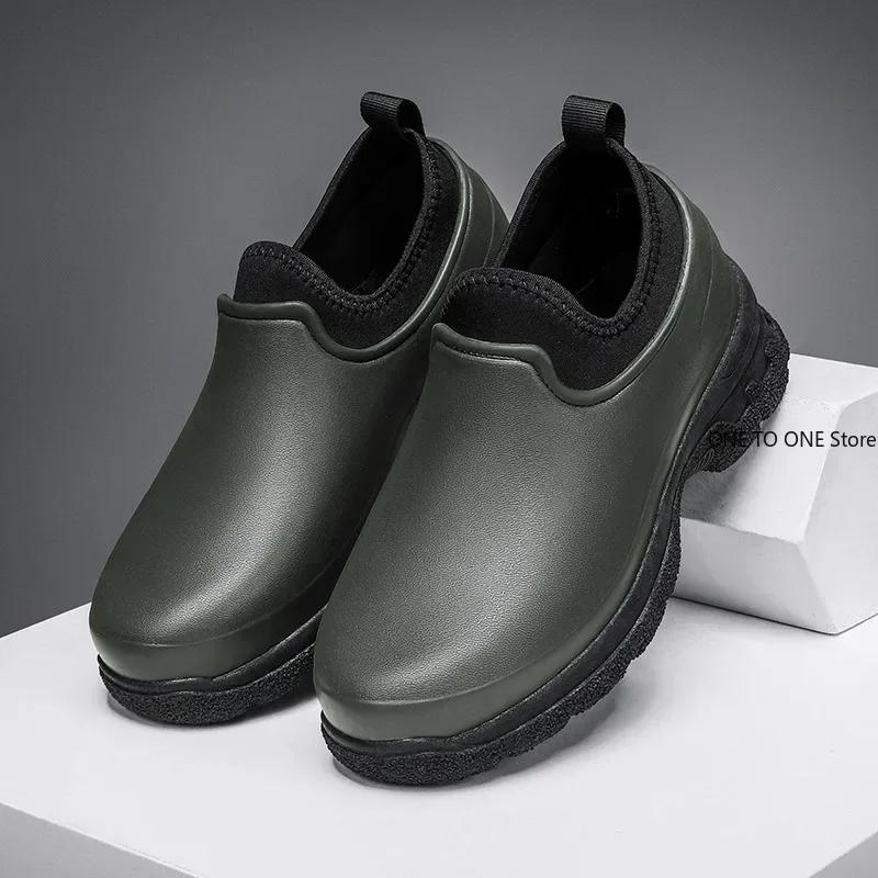 Мужская нескользящая обувь для поваров, рабочая обувь для мойки автомобилей, дождевые туфли, модные износостойкие нескользящие сапоги повышенной водонепроницаемости 36-49