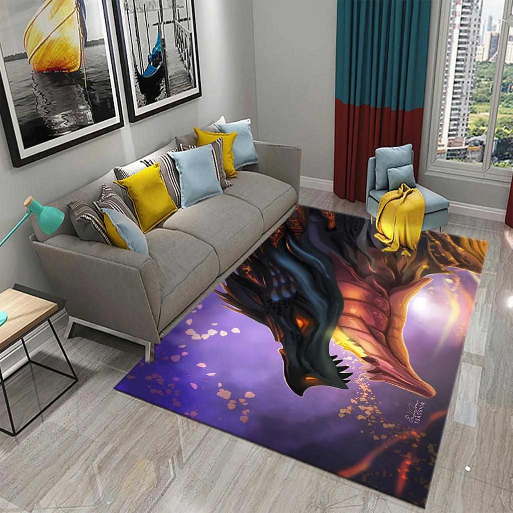 3D Красочный ковер с узором дракона Кухня Ванная комната Гостиная Детская спальня Прихожая Нескользящий Впитывающий Модный ковер для домашнего декора