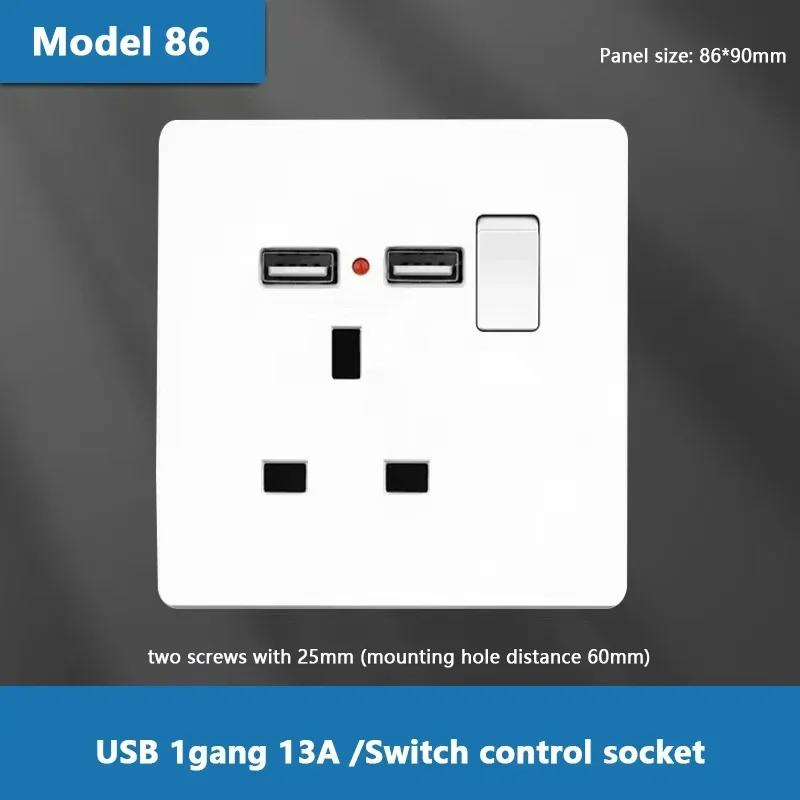 Стандартная розетка Великобритании 13А, двойная USB, вилка Type-C, настенная розетка, 1/2/3-клавишный двухпозиционный выключатель, белая универсальная 5-контактная настенная электрическая розетка