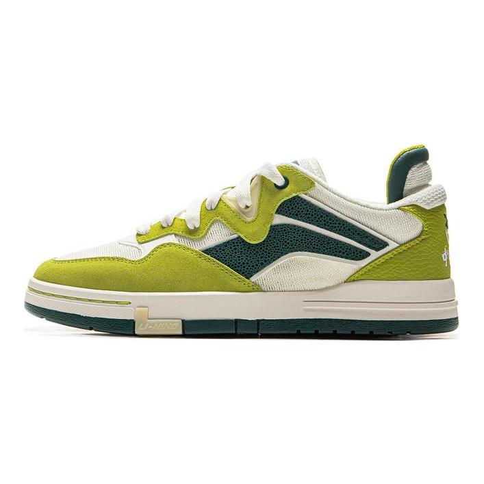 Li Ning Wave PRO Покрытие Устойчивое к истиранию Низкие Скейтбордические кроссовки Унисекс Росток Молочно-белый Тропический зеленый AECV007-3