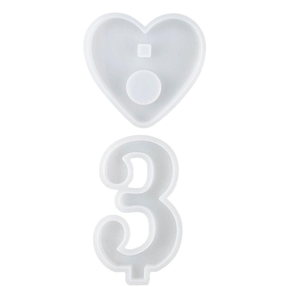 1-10 Numbers Shape DIY Silicone Mold 3D Handmade Candle Holder with Heart Base Gypsum Resin Mold Craft Candlestick Mould
