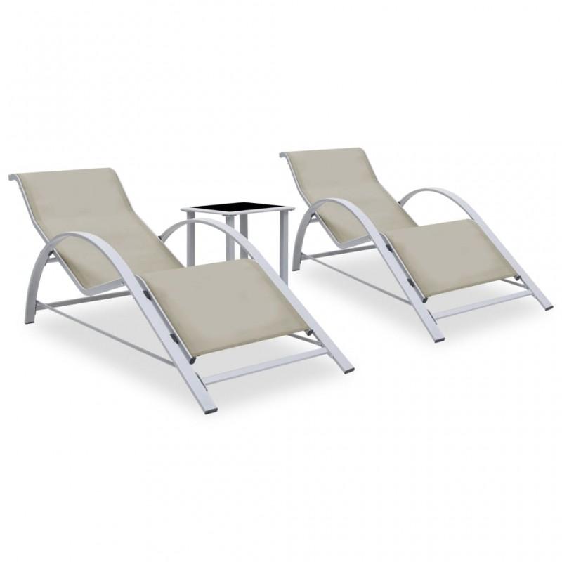Day and Night - Day and Night Loungers with Table 2 Units Cream-colored Aluminum