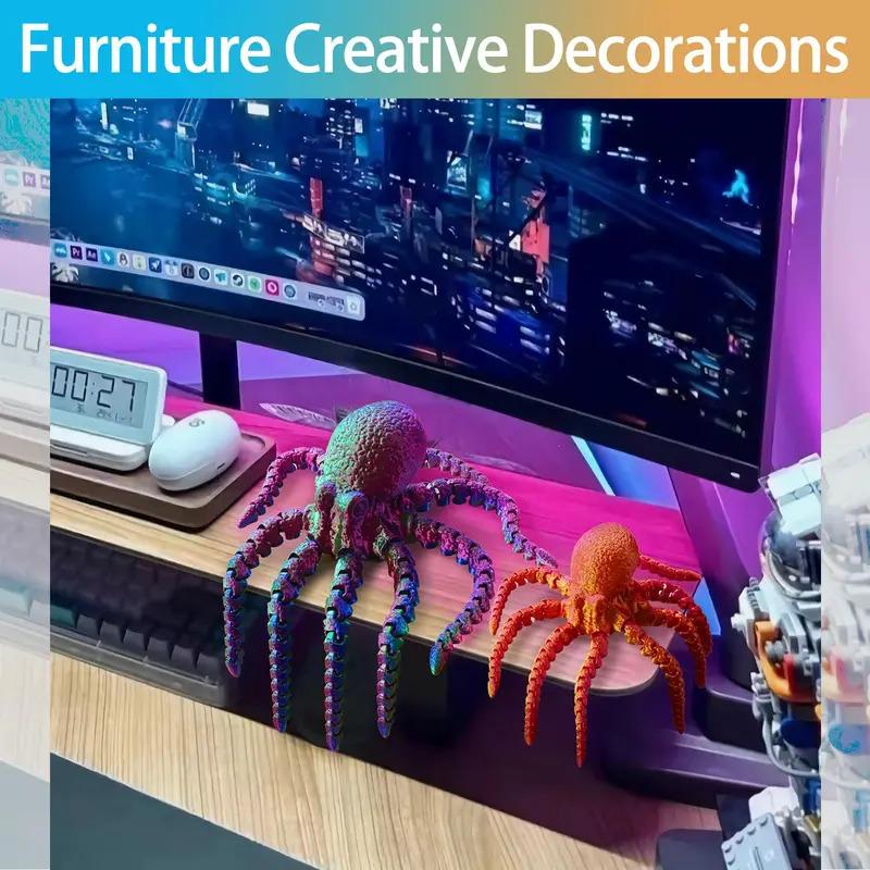 3D-Printed Articulated Octopus Figurine: A Realistic, Articulated Stress-Relief Toy and Creative Decorative Item for Children