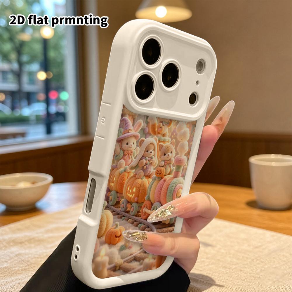 Phone Case: 2D flat, suitable for iPhone 18, 17, 16, 15, 14, 13, 12Pro protective case, pumpkin train, perfect Christmas and Halloween holiday gift