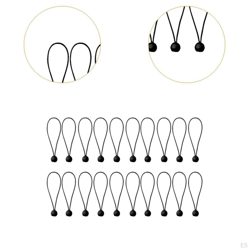 20Pcs Bungee Cord Balls Strap Multifunctional Indoor Outdoor Elastic Tarp Tie for Awing