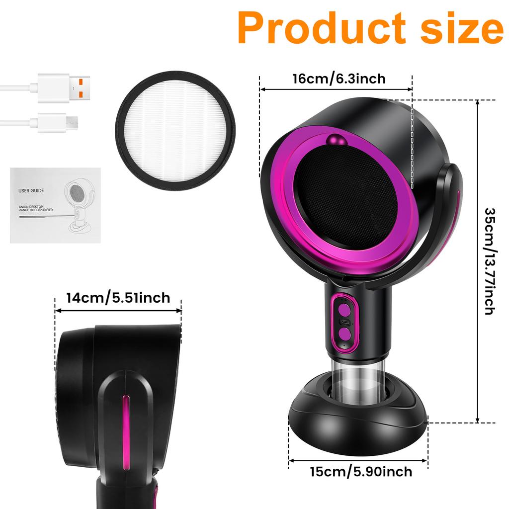 Настольная вытяжка, Мини-портативная вытяжка с 2-ступенчатой регулировкой, для барбекю в помещении, Беспроводная настольная кухонная вытяжка