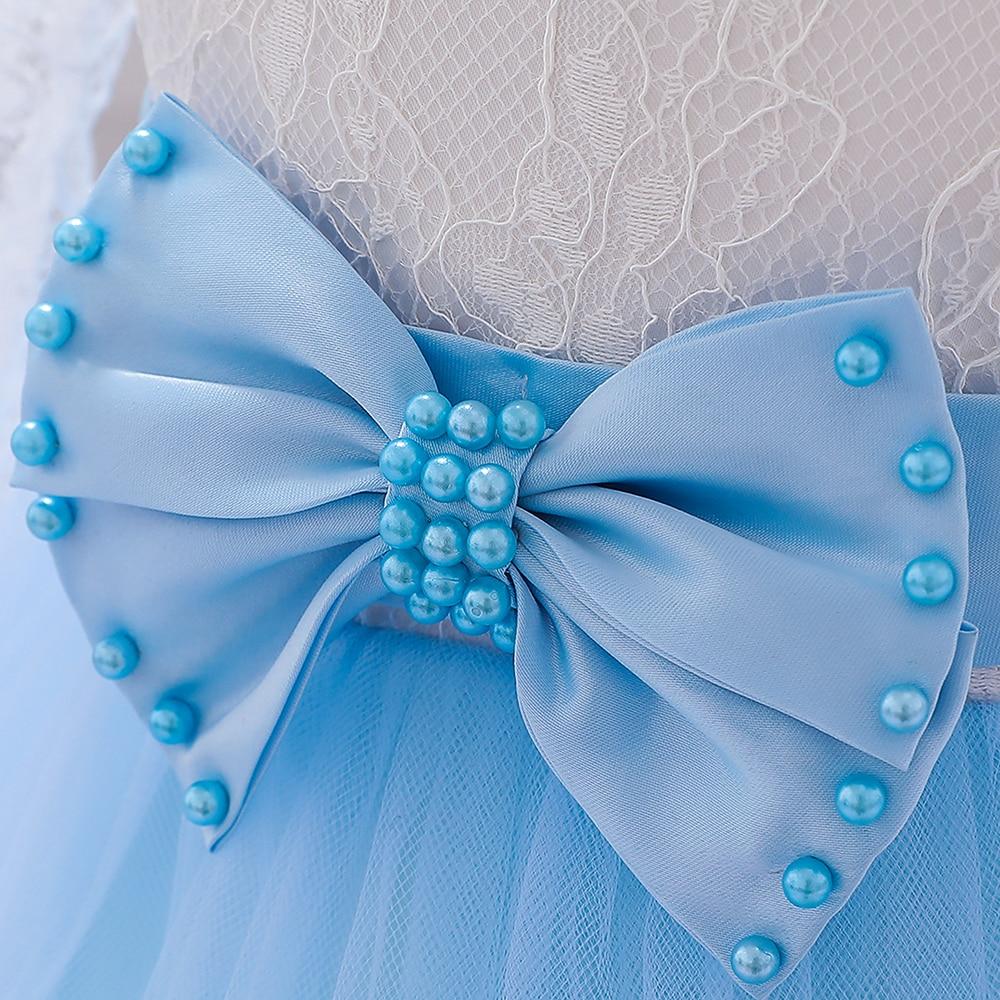 Платья для маленьких девочек Вечерние и свадебные кружевные платья с длинными рукавами и большим бантом для новорожденных девочек, платье принцессы на первый день рождения для девочек