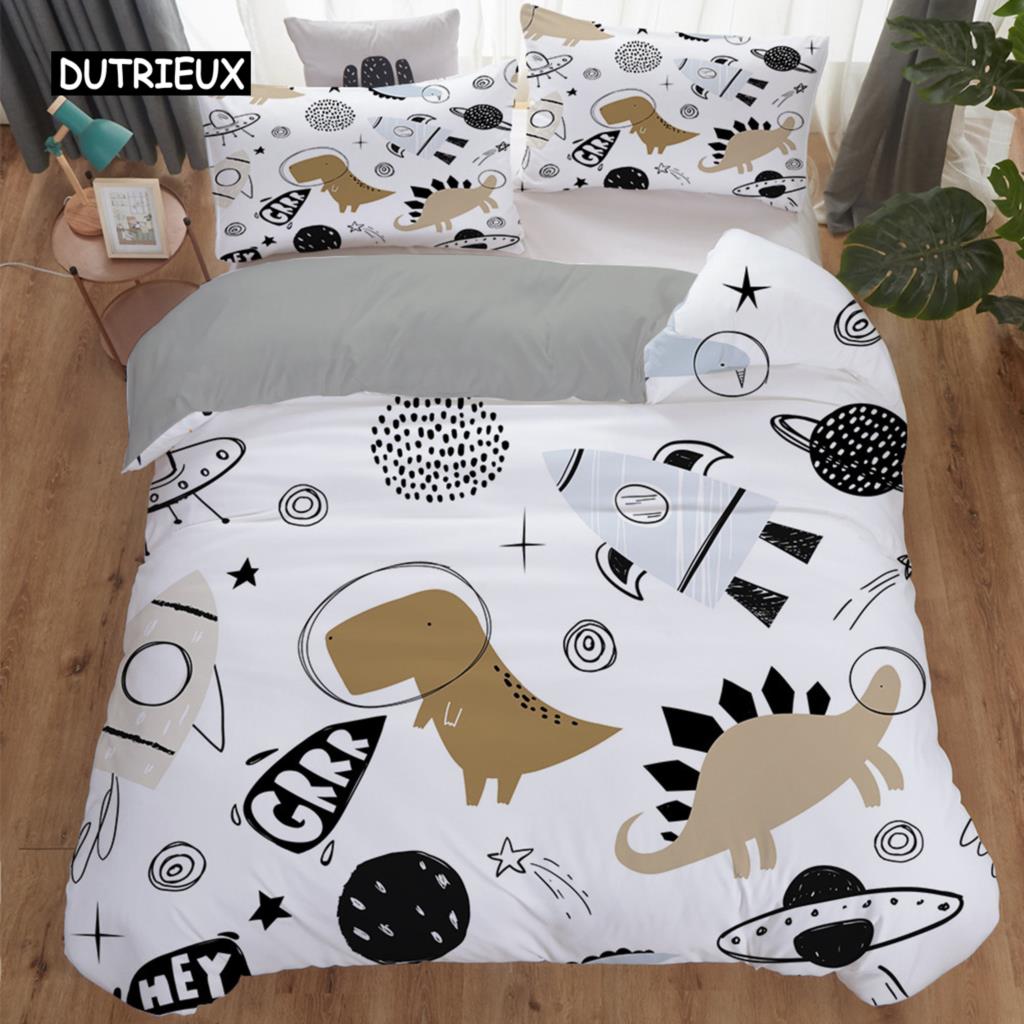 Cartoon Dinosaur Duvet Cover Animal Bedding Set Microfiber 3D Print Comforter Cover For Kids Girl Boy Bedroom Double Single Size