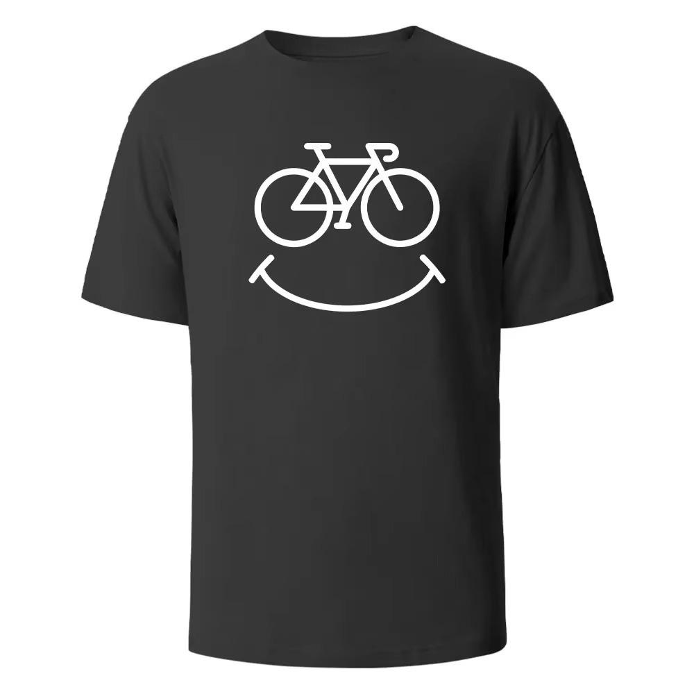 2026 New Bike Smile Print Tshirt Casual Short Sleeved Tops Summer Tees For Wounisex And Unisex Oneck Streetwear Basic Top
