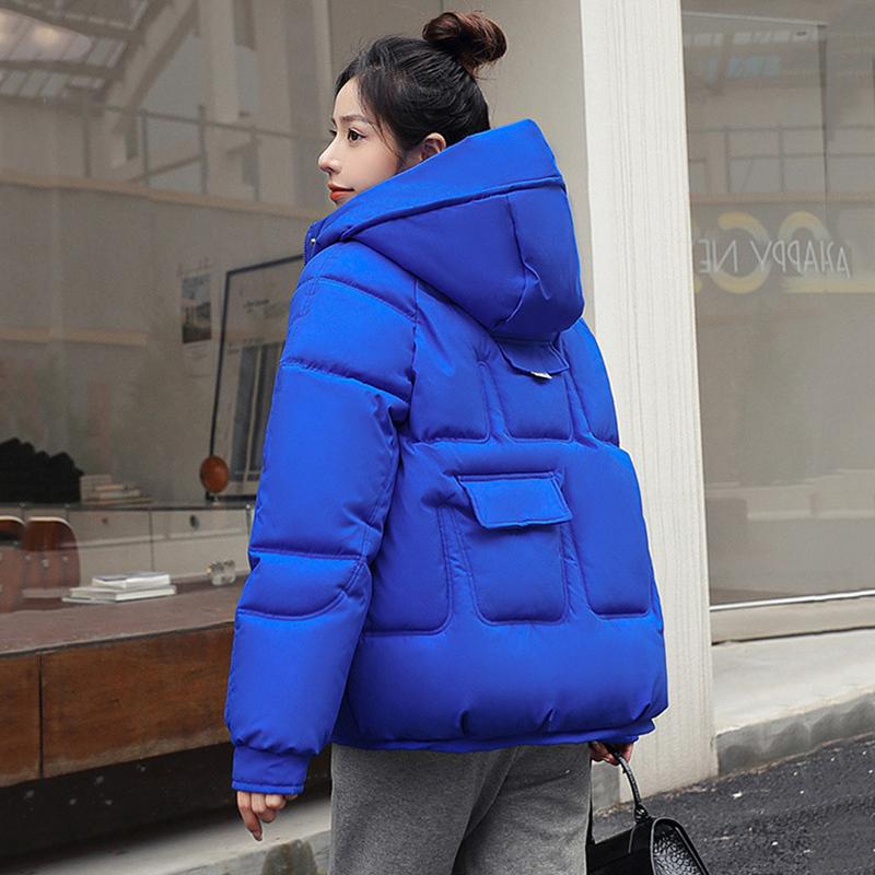 Осень-зима, утепленная теплая парка, женская повседневная однотонная свободная куртка с большим карманом и капюшоном, куртки с хлопковой подкладкой, верхняя одежда